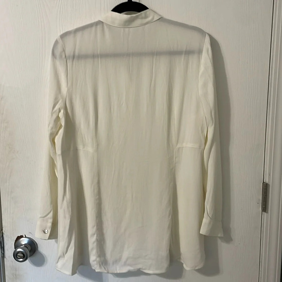 J. Jill off white sheer button down shirt size medium petite - Picture 5 of 6
